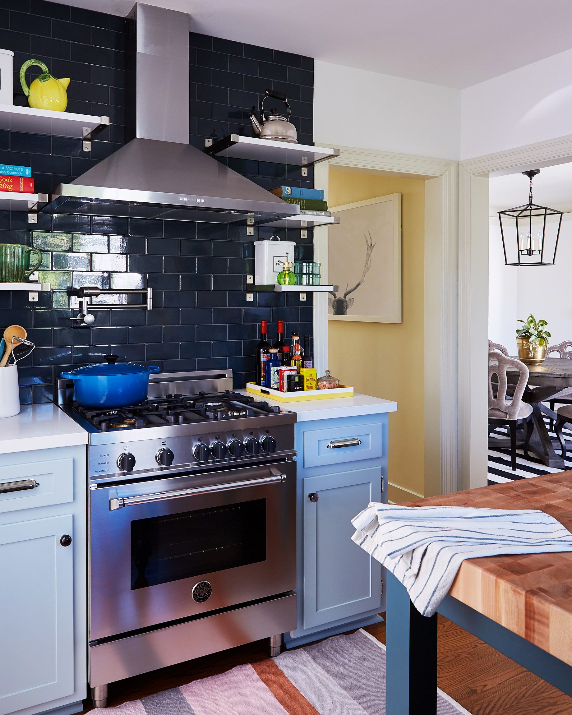 modern blue backsplash