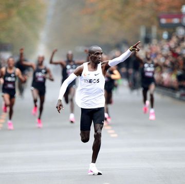 2cm2t8k kenya's eliud kipchoge, the marathon world record holder, crosses the finish line during his attempt to run a marathon in under two hours in vienna, austria, october 12, 2019 reuterslisi niesner