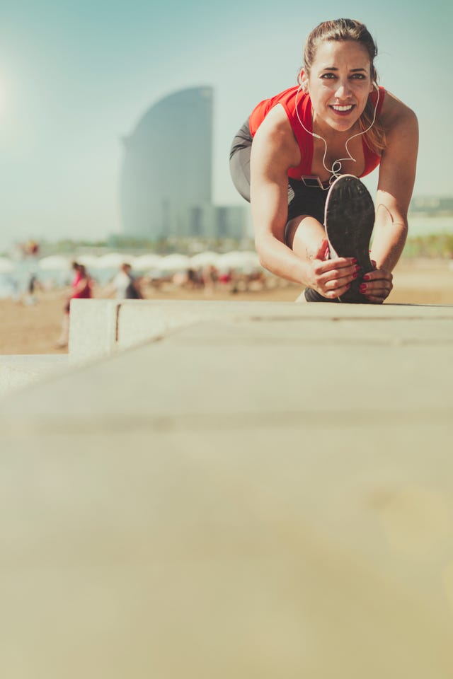 sporty woman running and training alone