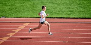 Sports, Running, Sprint, Athlete, Track and field athletics, Athletics, Green, Recreation, Outdoor recreation, Individual sports, 