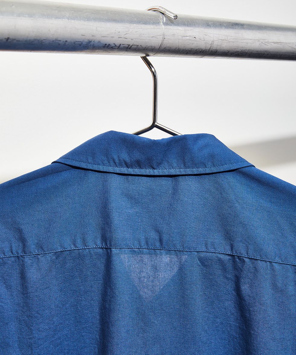 Blue, Clothing, Clothes hanger, Cobalt blue, Denim, Outerwear, Textile, Electric blue, Sleeve, Pattern, 