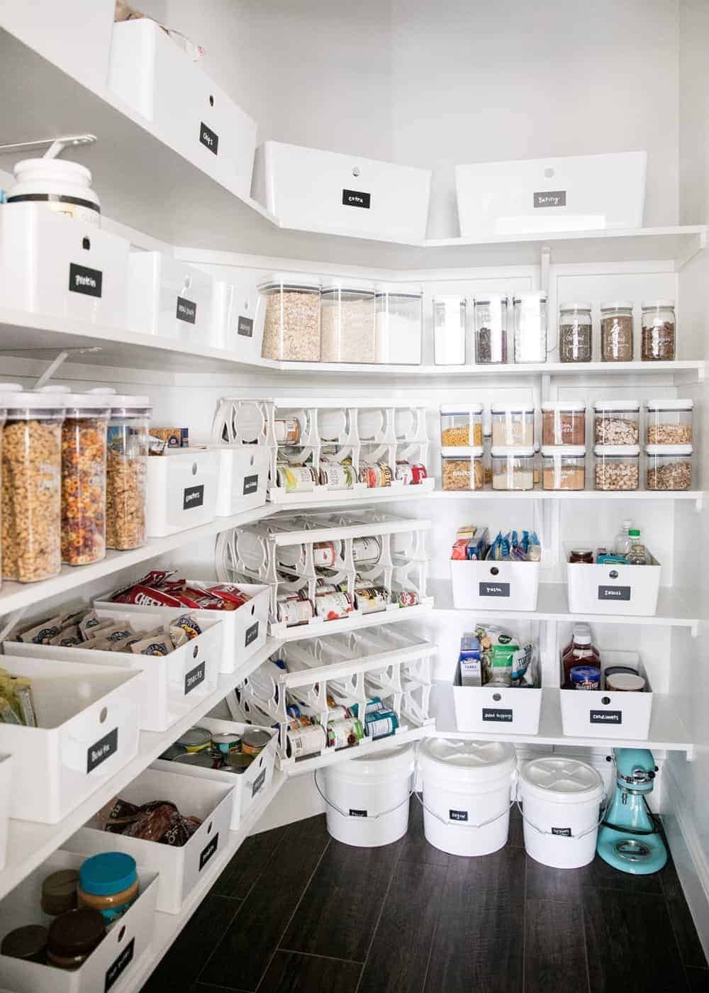Labeled Plastic Pantry Storage Bins Design Ideas