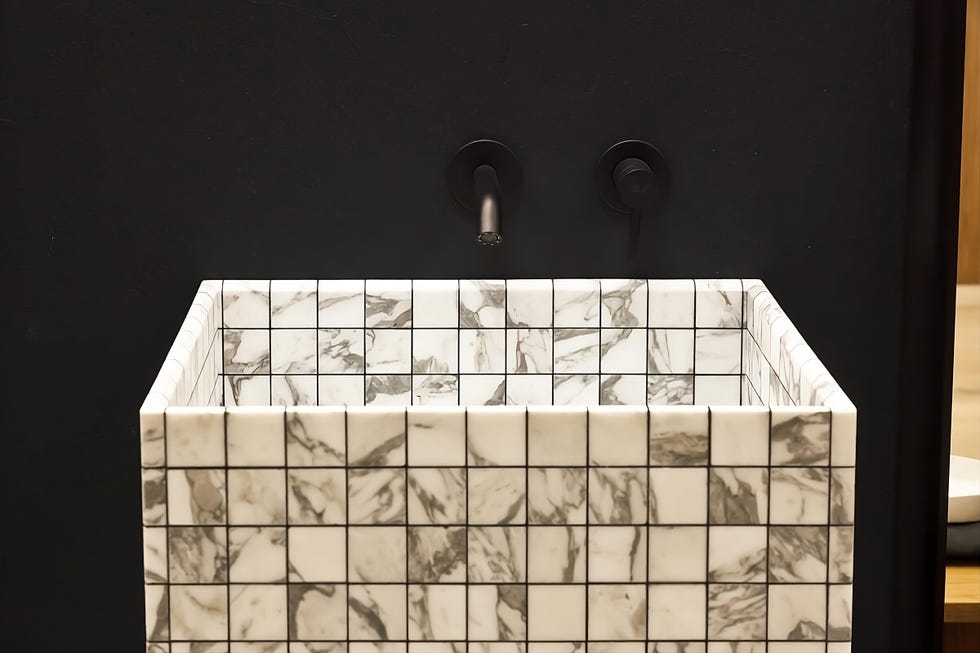 a tiled sink at cersaie 2023