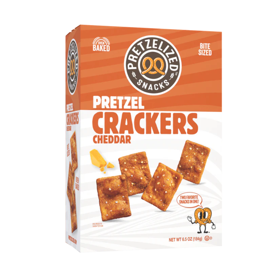 cheddar pretzel crackers package