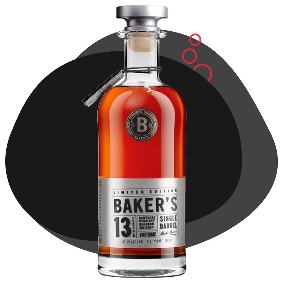 bottle of bakers 13 single barrel bourbon whiskey