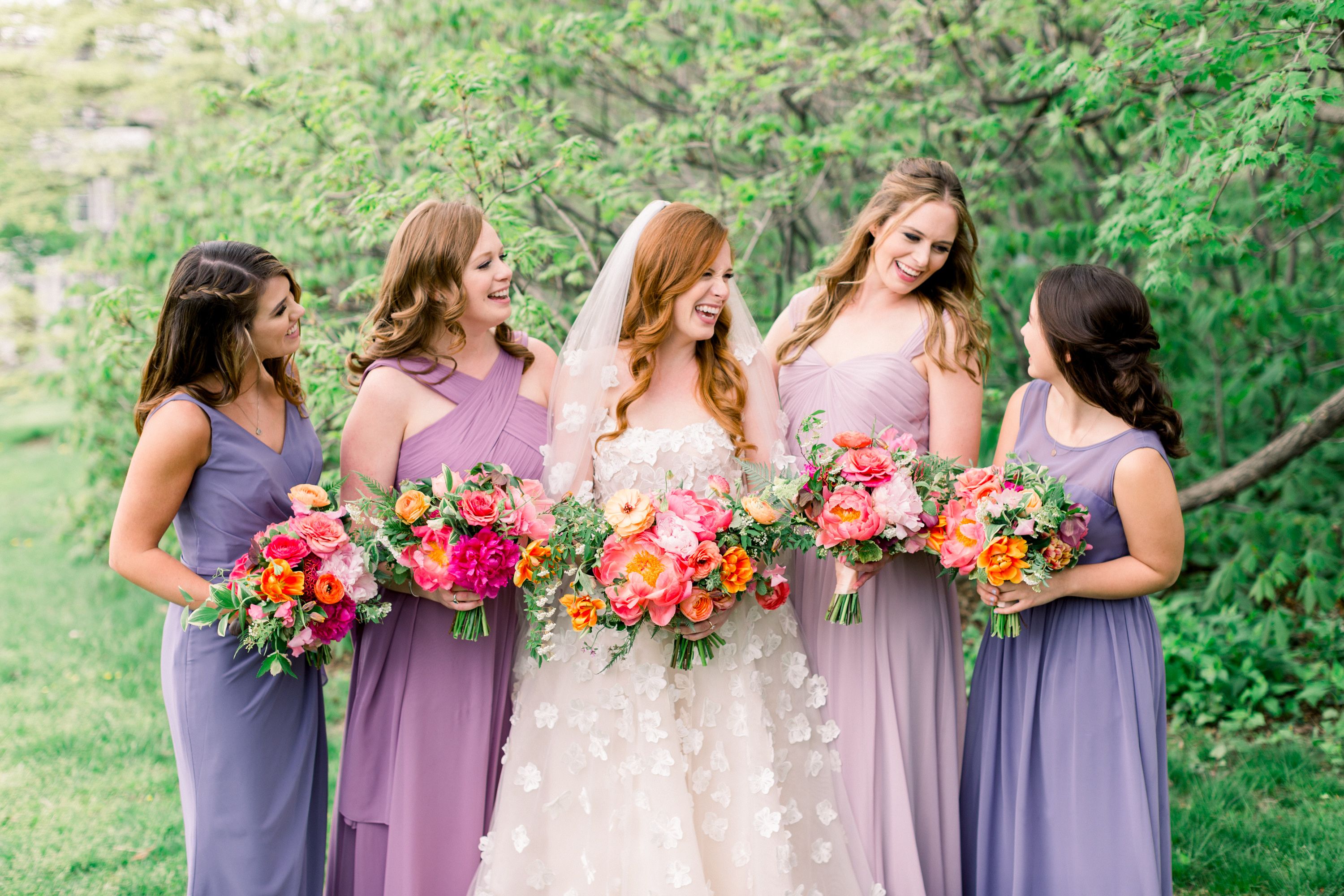 Light Purple Bridesmaid Dresses with Sunflowers