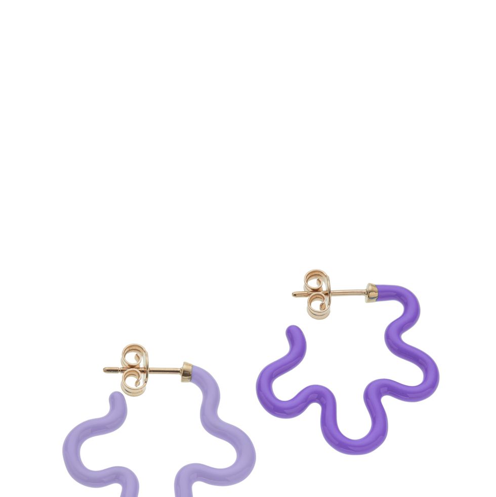 a pair of purple earrings