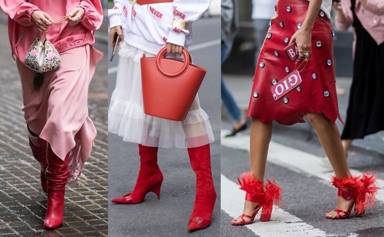 Red, White, Footwear, Human leg, High heels, Street fashion, Leg, Fashion, Pink, Shoe, 