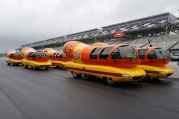 wienermobiles on racetrack
