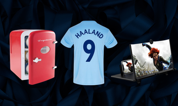 mini fridge, sports jersey and iphone projector