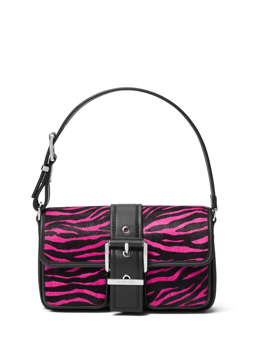 a purple and black handbag