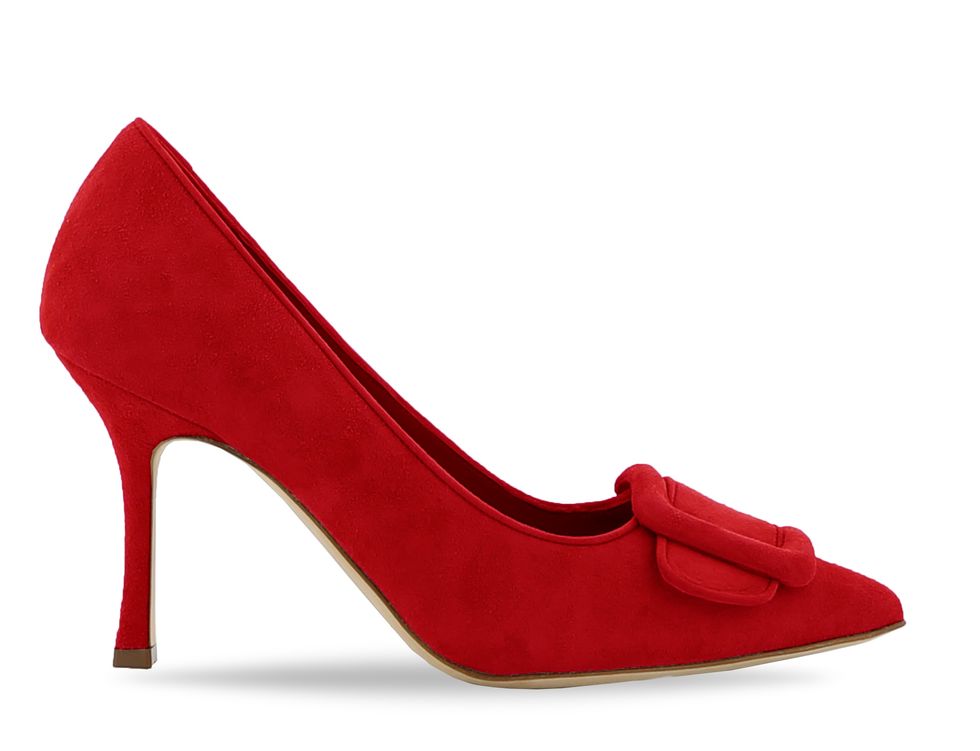 Footwear, High heels, Red, Basic pump, Shoe, Court shoe, Leather, Suede, Carmine, 