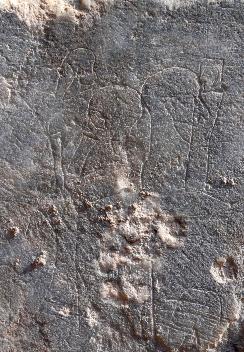 Deze schets mogelijk van Assyrische koning in profiel troffen de archeologen aan op een leeg stukje paneel dat boven de grond uitstak Waarschijnlijk werd deze gemaakt door een wachter of passant die zich verveelde