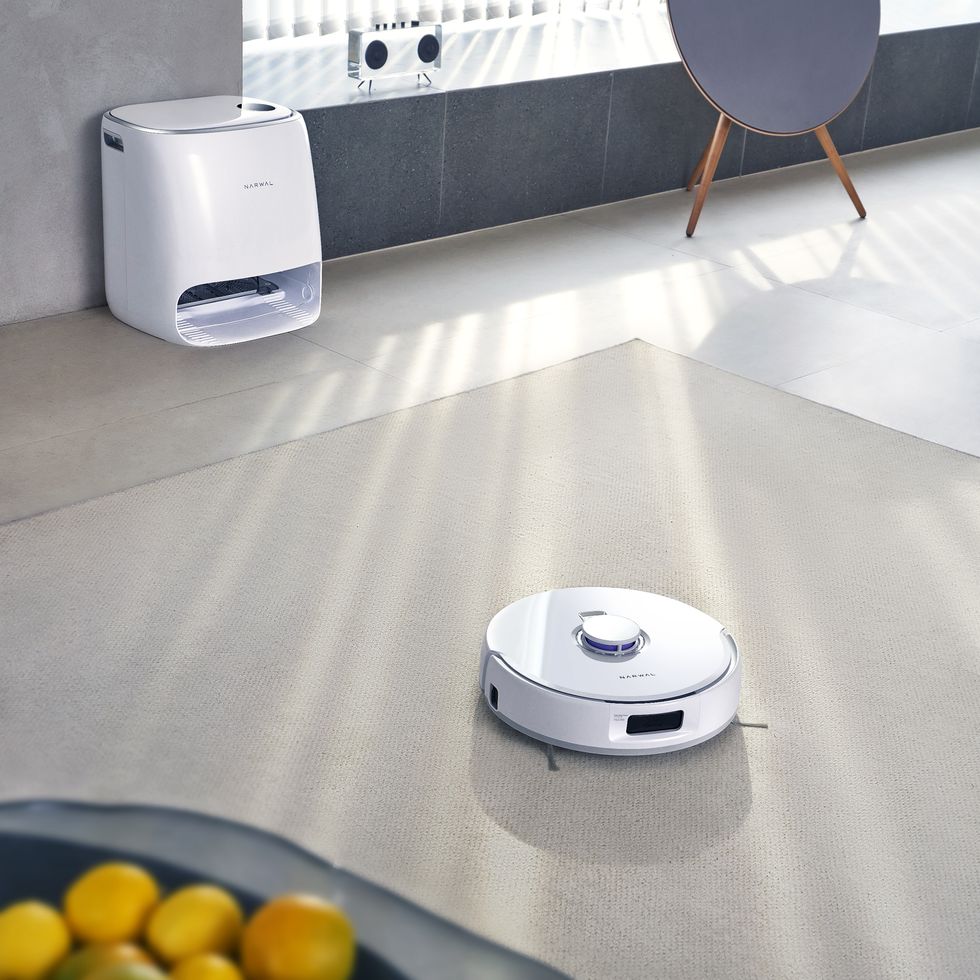 a white device on a counter