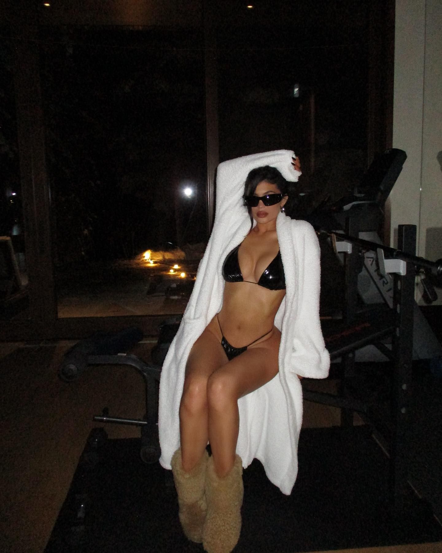 Kylie Jenner Is a Glamorous Snow Bunny in Vinyl Bikini and Fuzzy Boots