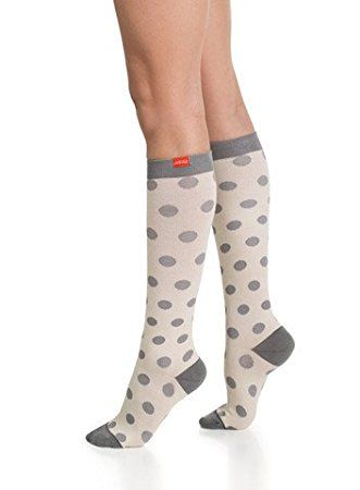 Sock, Footwear, Leg, Thigh, Knee, Human leg, Polka dot, Pattern, Joint, Tights, 