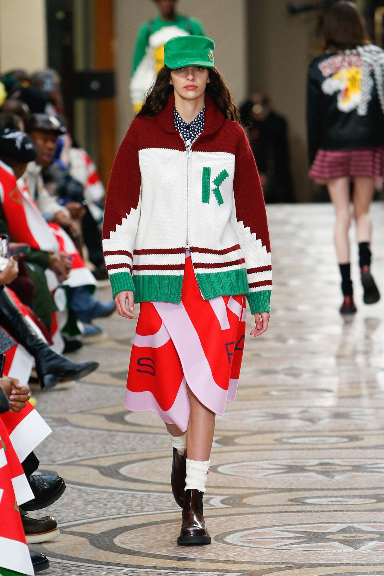 ケンゾーKENZO ストライプフリンジストール 紫黒赤 | DCブランド