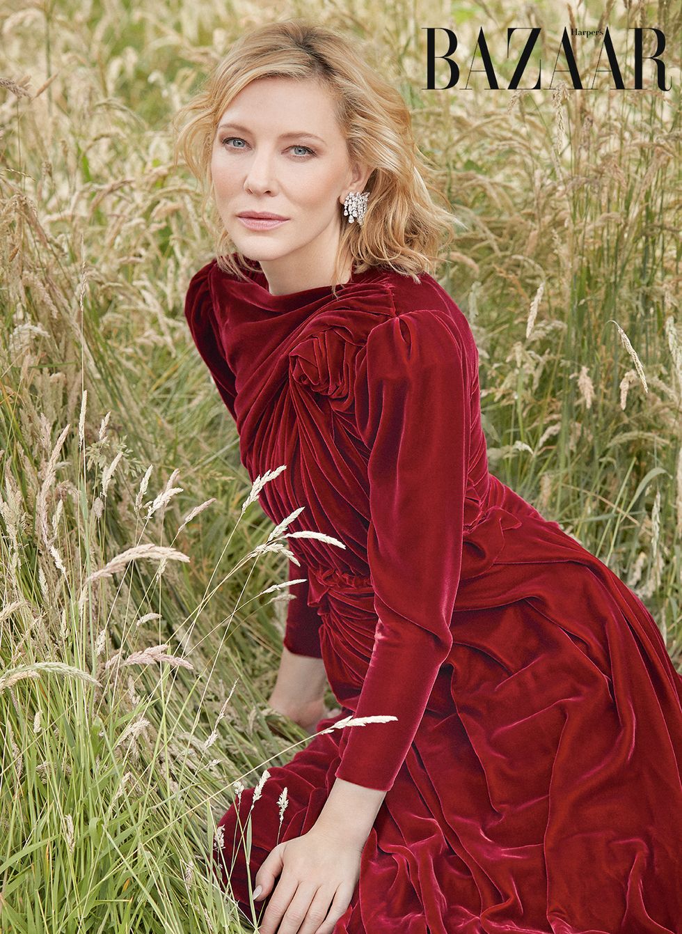 People in nature, Clothing, Red, Beauty, Grass, Dress, Blond, Grass family, Photo shoot, Outerwear, 
