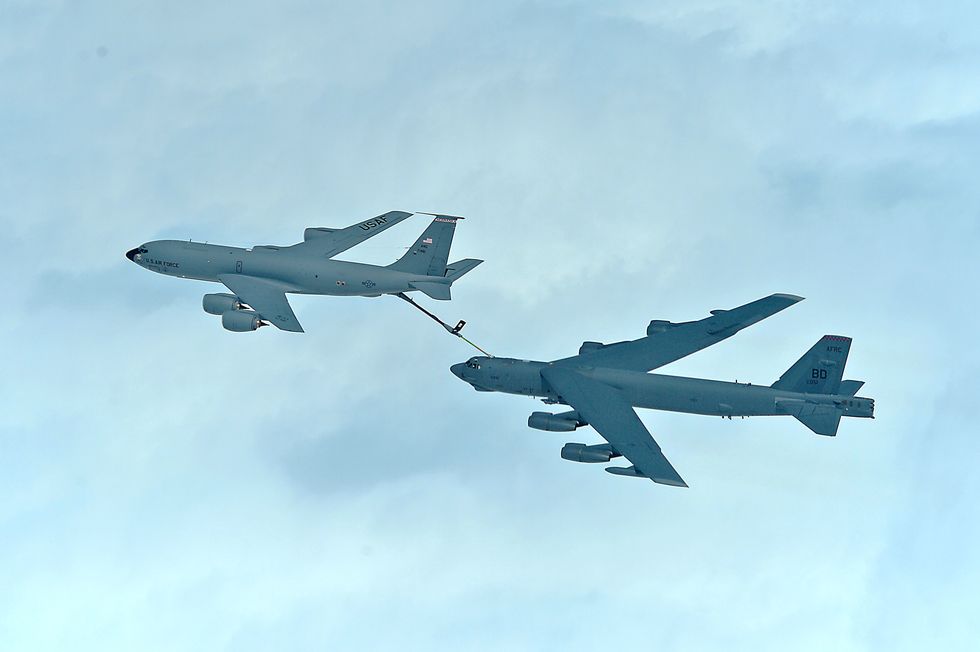 a kc 135 stratotanker from the 155th air refueling wing refuels a b 52 stratofortress may 3, 2017 at the 155th air refueling wing, lincoln, nebraska us air force photo taken by airman 1st class jamie titus released