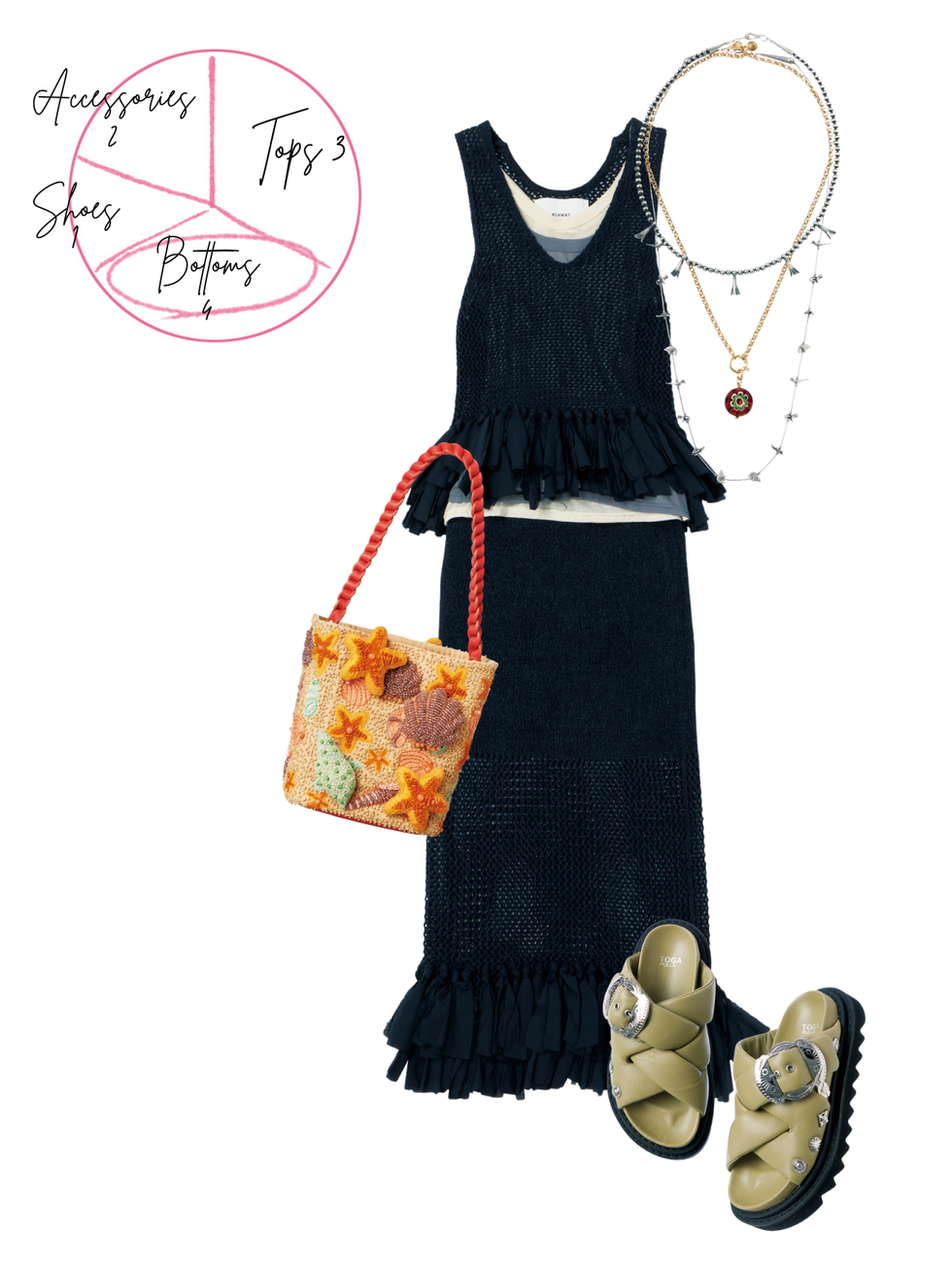 a black dress with a yellow purse