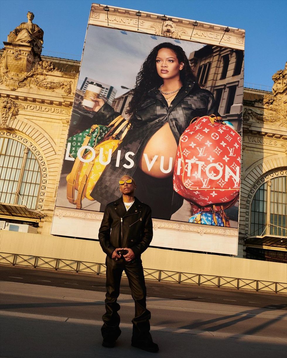 Rihanna 2023 Louis Vuitton Black Leather Jacket - For Women