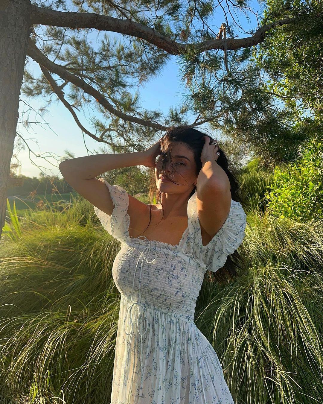 Kylie Jenner Takes On Cottagecore in a Dreamy Off-the-Shoulder Dress