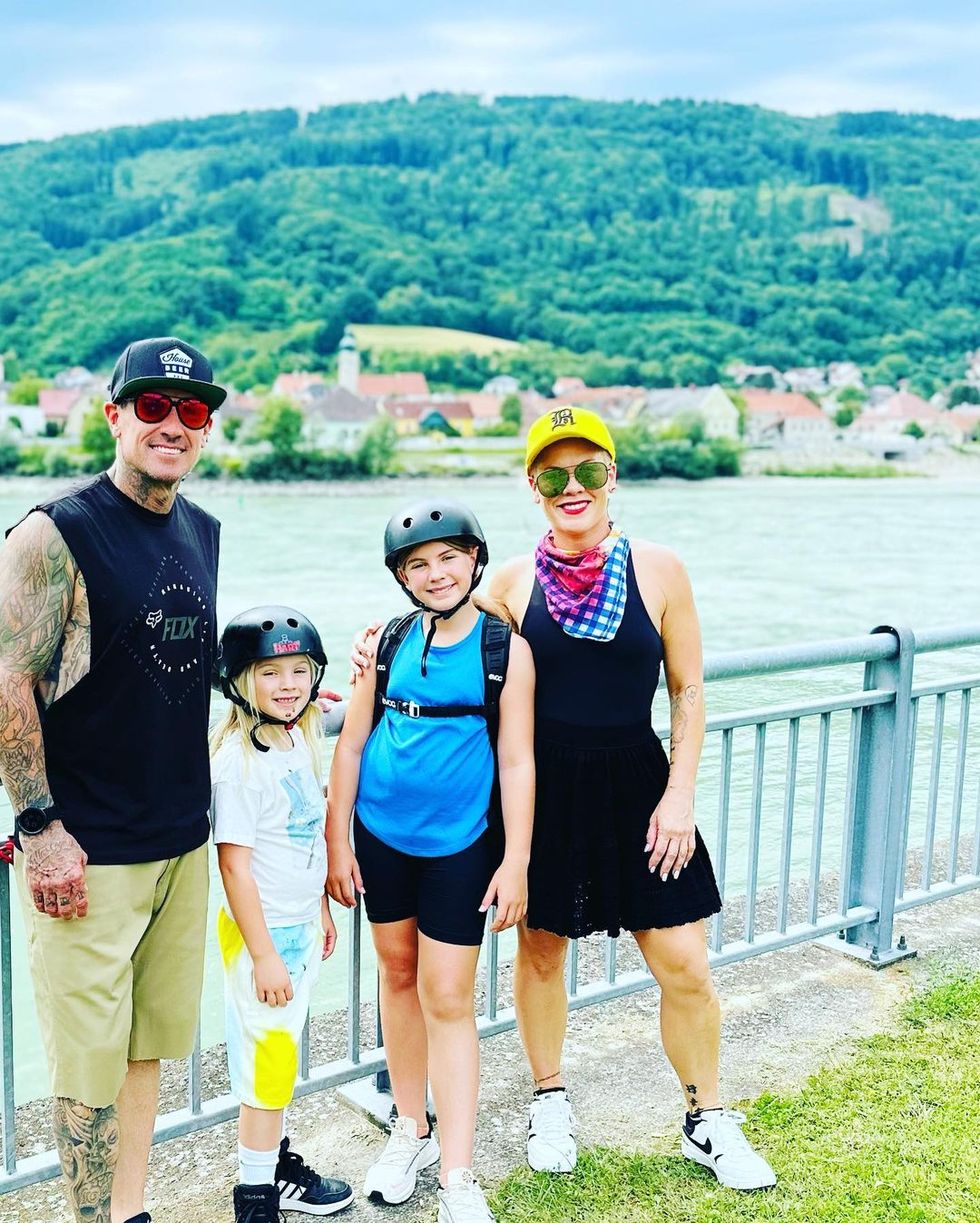 pink and her family in austria