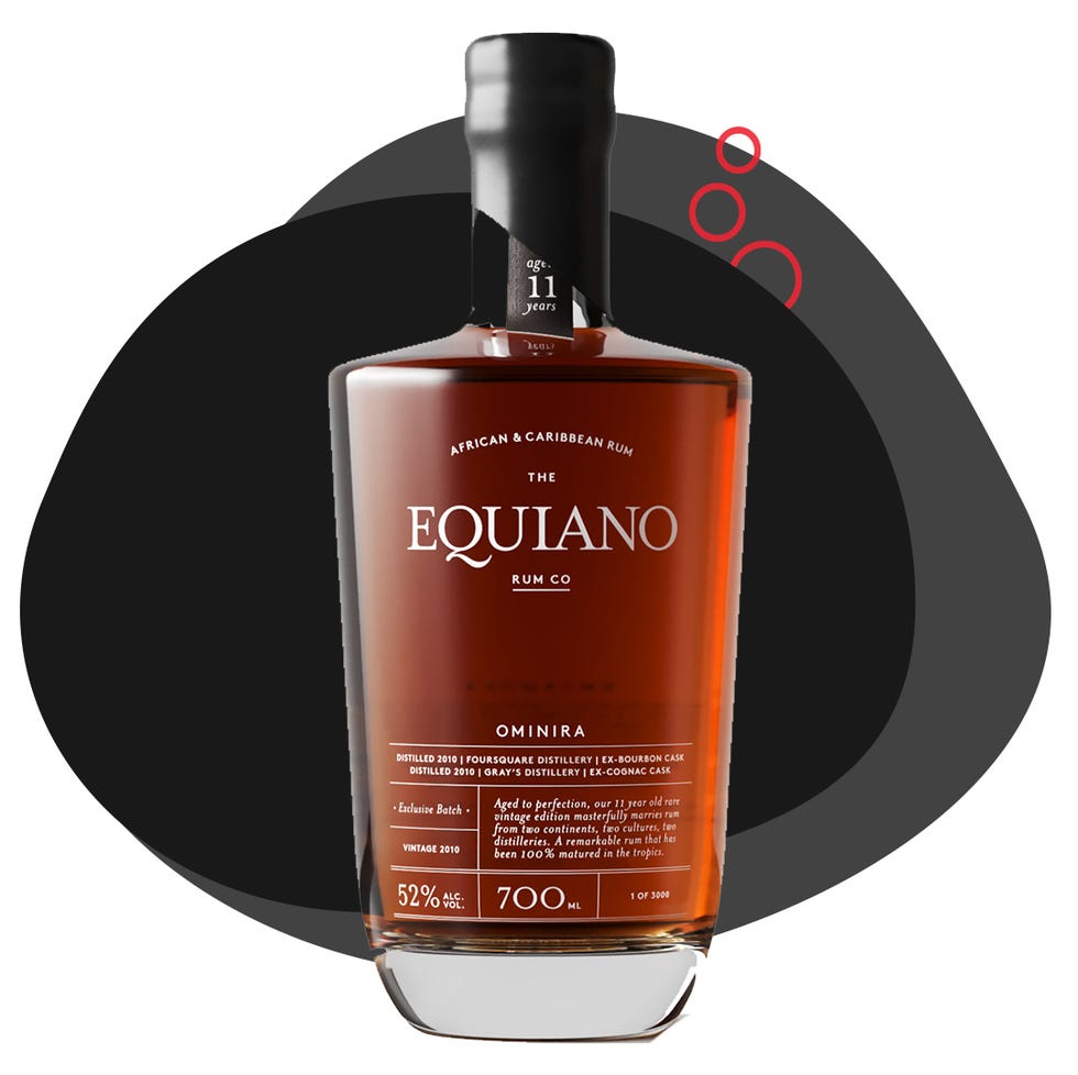 bottle of equiano rum co ominira with branding details