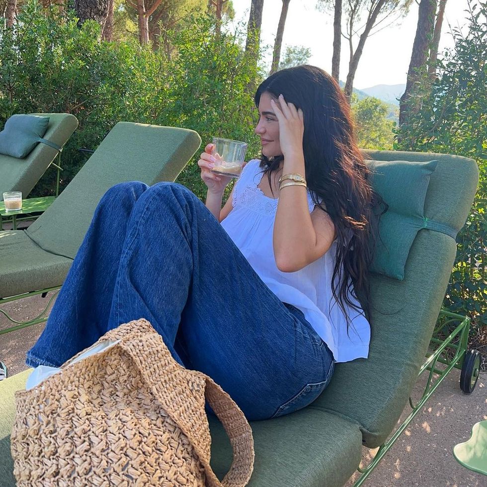 See Kylie Jenner Look Blissful in a Breezy Embroidered Top and Jeans