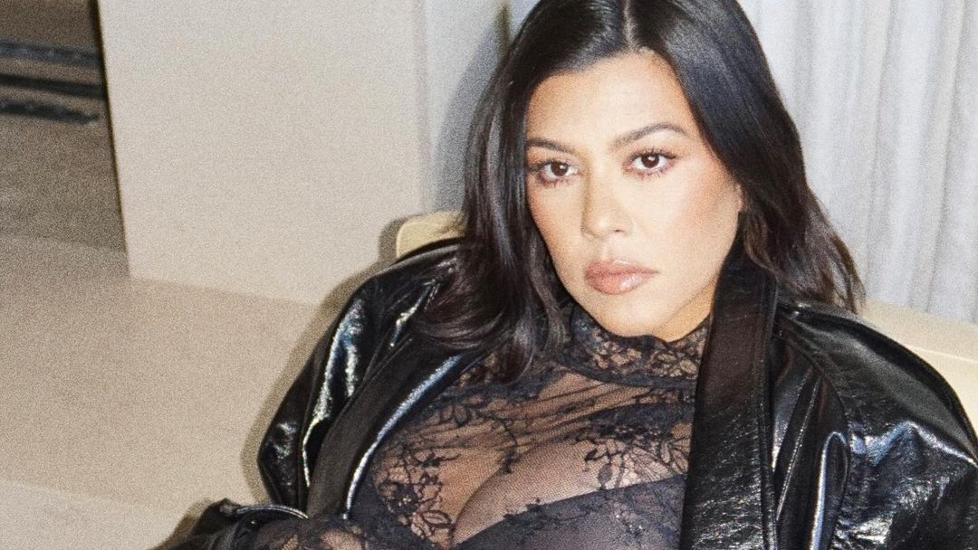 Kourtney Kardashian: Lace Bodysuit, Leather Pants