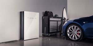 Tesla Powerwall in garage