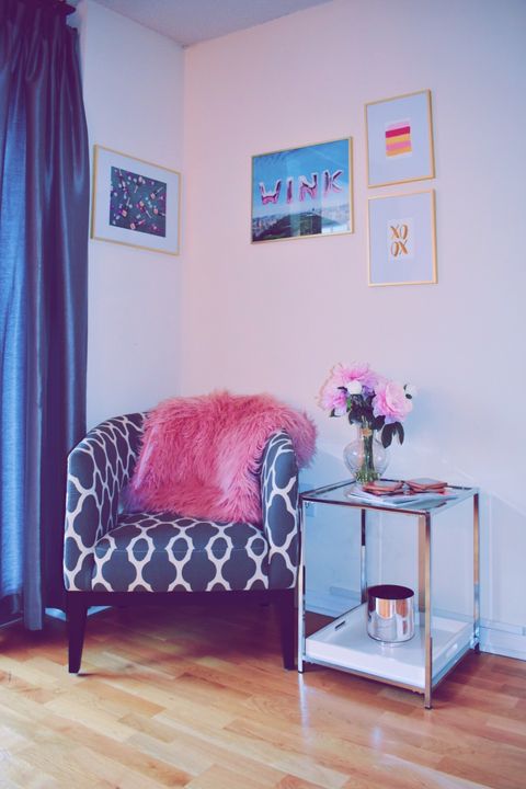 Furniture, Room, Pink, Interior design, Bed, Bedroom, Property, Purple, Floor, studio couch, 