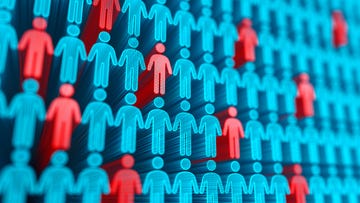 3d illustration of a lot people with unique persons for example it may to use for showing a pandemic coronavirus covid 19, disease statistics, random selection, population damage, pandemic spreading in the world and infecting people