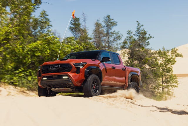 Toyota Tacoma TRD Pro driving on Silver Lake sand dunes