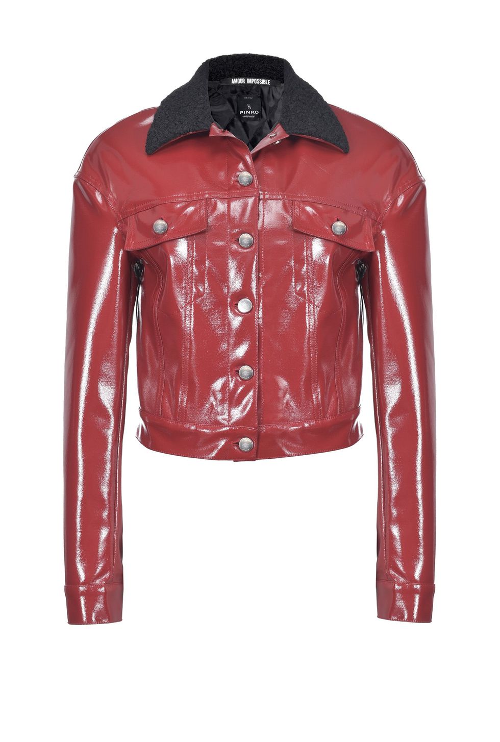 Clothing, Jacket, Outerwear, Leather, Red, Leather jacket, Sleeve, Orange, Textile, Latex, 