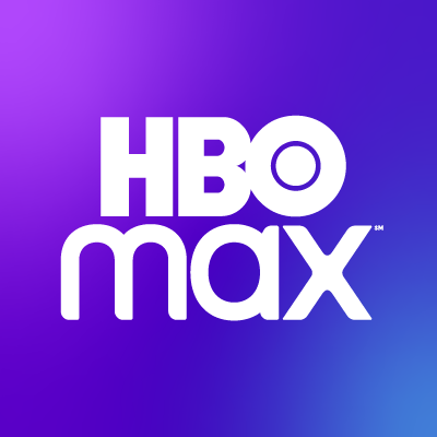 hbo max lettering in white on a purple and blue gradient background