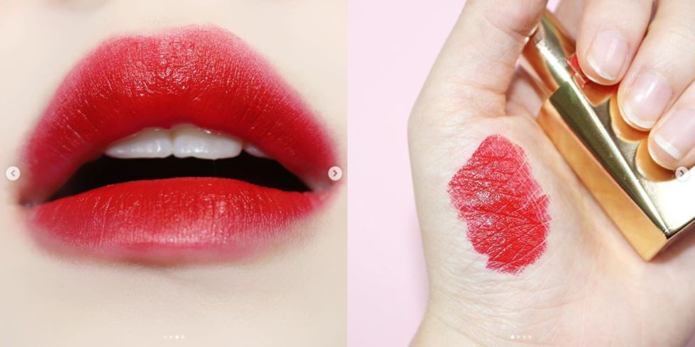 Lip, Red, Lipstick, Skin, Cosmetics, Orange, Beauty, Lip gloss, Pink, Cheek, 