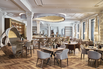 Restaurant, Building, Room, Interior design, Property, Table, Cafeteria, Furniture, Real estate, Architecture, 