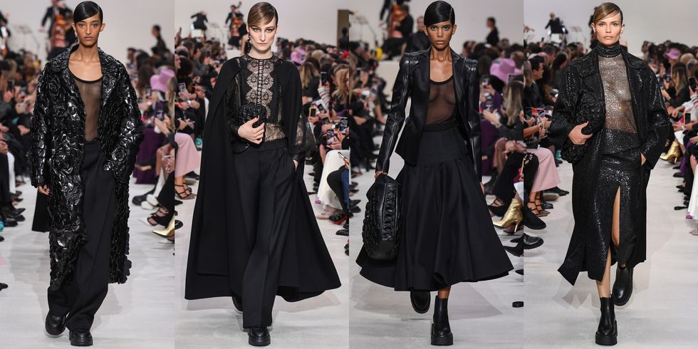 【巴黎時裝週】Valentino 2020 秋冬大秀推出一系列黑色剪裁透視服裝。