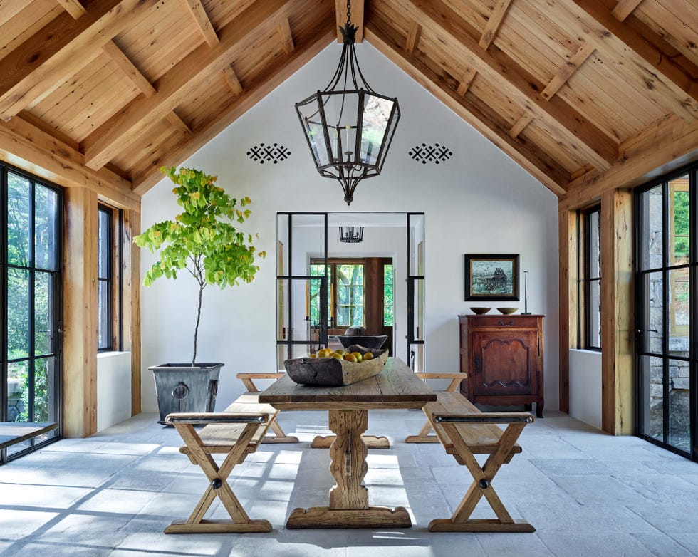 bright modern interior space featuring a dining area and plant