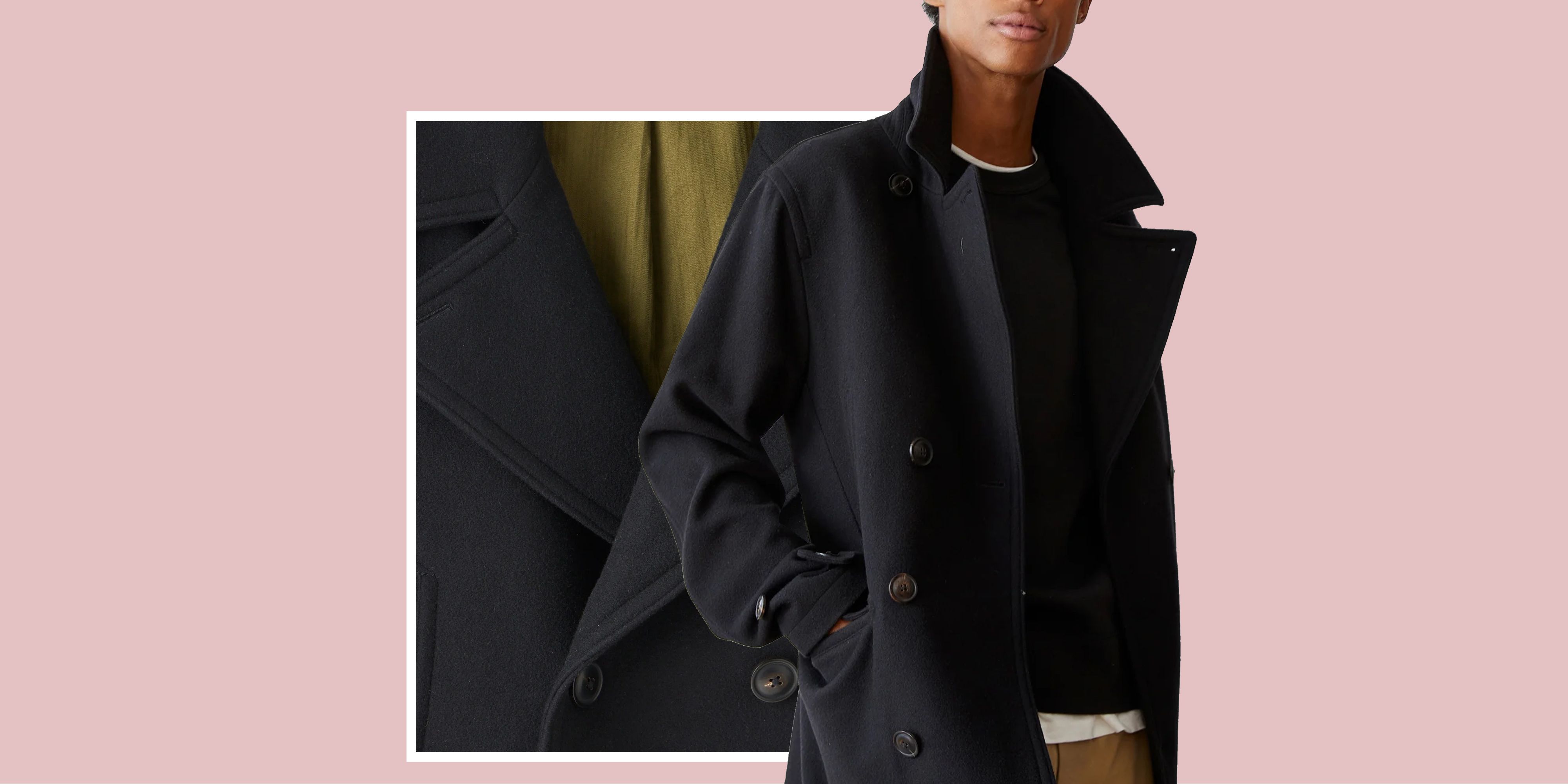 Wool Trench Coat Mens Dress Coats for Men Overcoat Lapel Long Peacoat Brown  Coat Turtleneck Business Jacket Outerwear