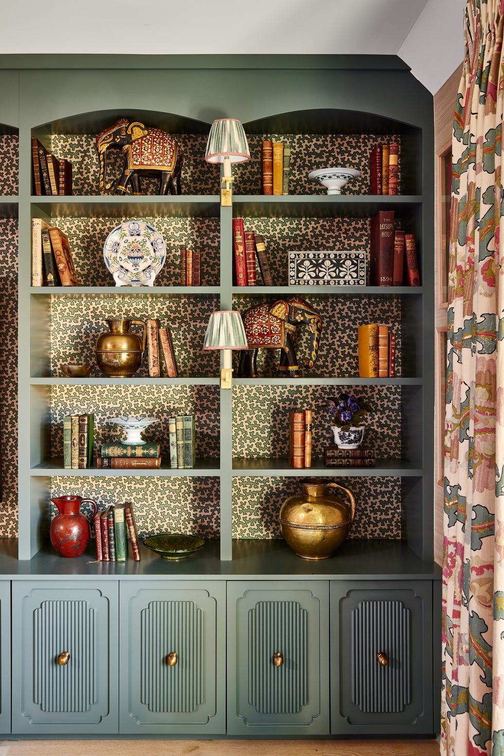 Shelf with pottery and vases