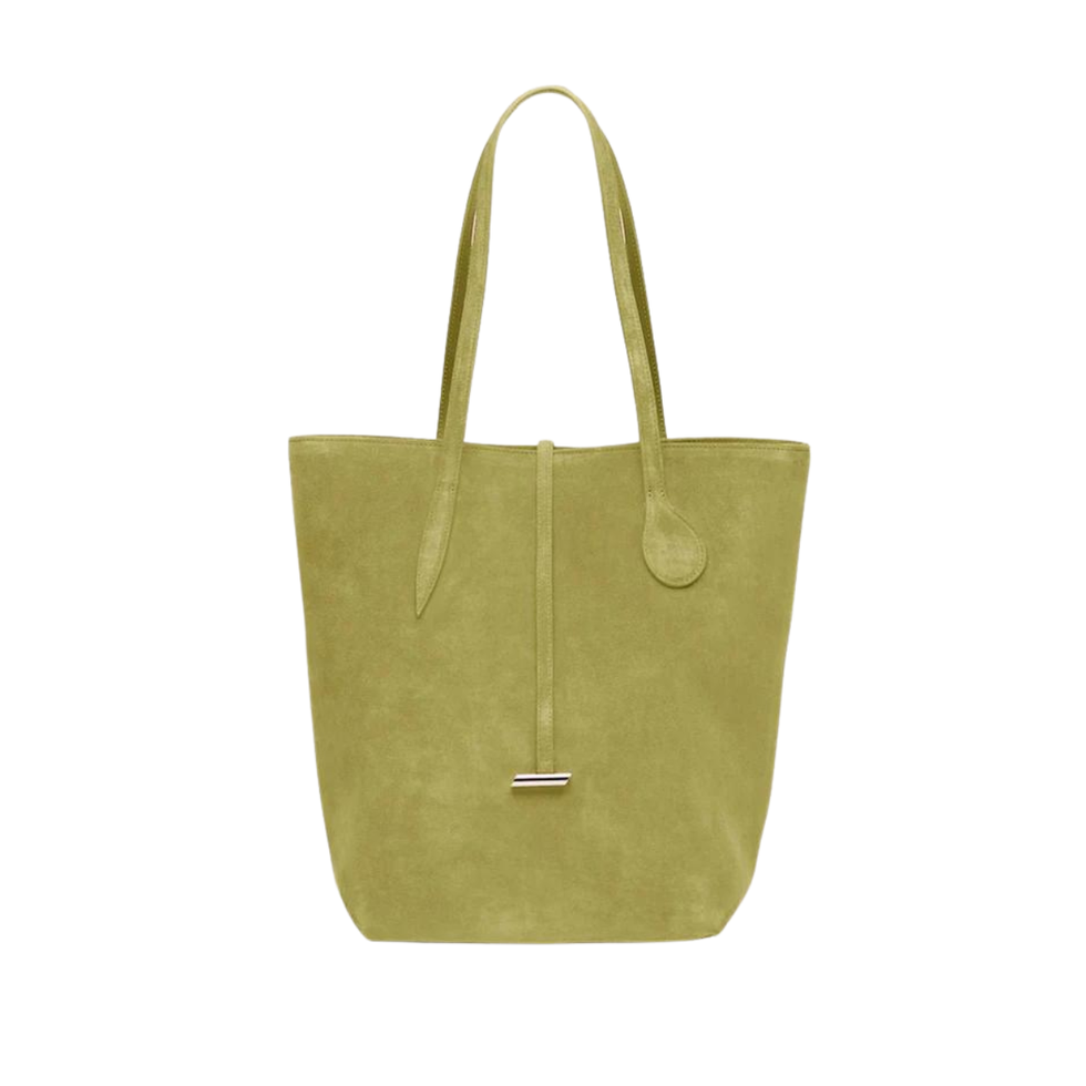 a green handbag with a strap