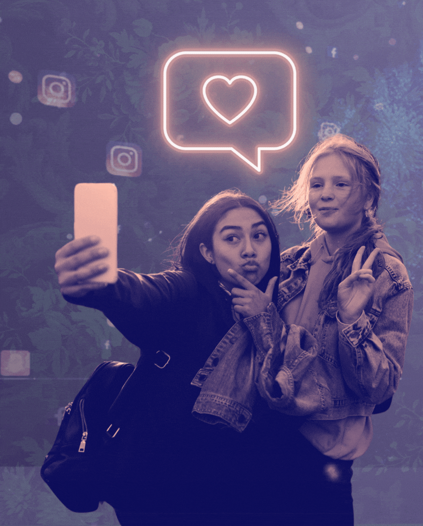 girls taking a selfie