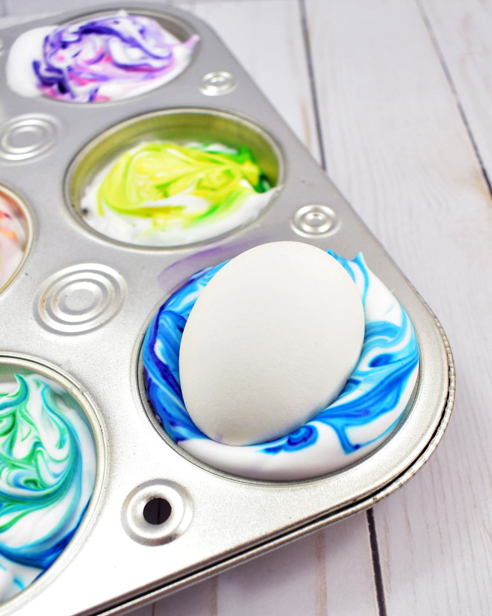 color easter eggs with shaving cream