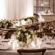 Wedding banquet, Rehearsal dinner, Decoration, Centrepiece, Function hall, Restaurant, Meal, Table, Banquet, Wedding reception, 
