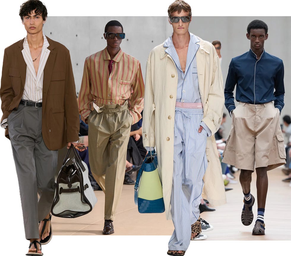 fashion runway featuring male models in diverse styles and outfits