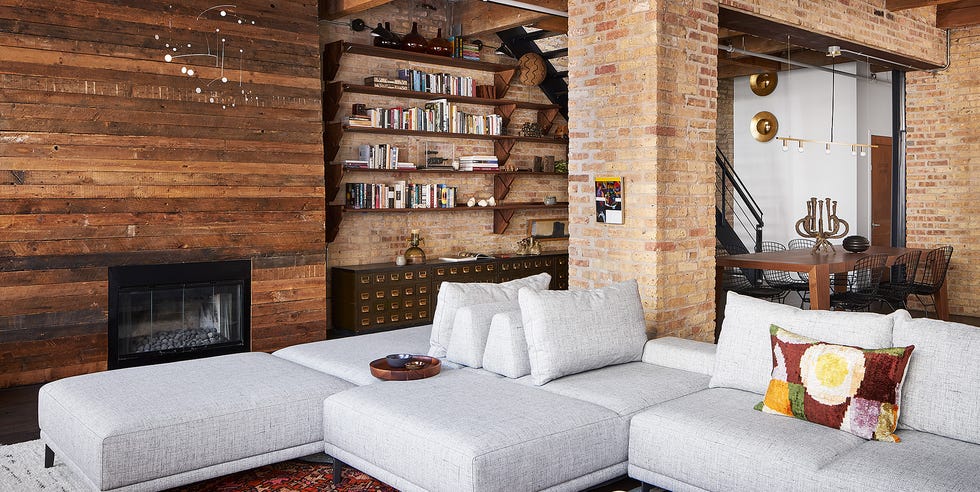 Living room, Room, Interior design, Furniture, Property, Wall, Building, Ceiling, Brick, House, 