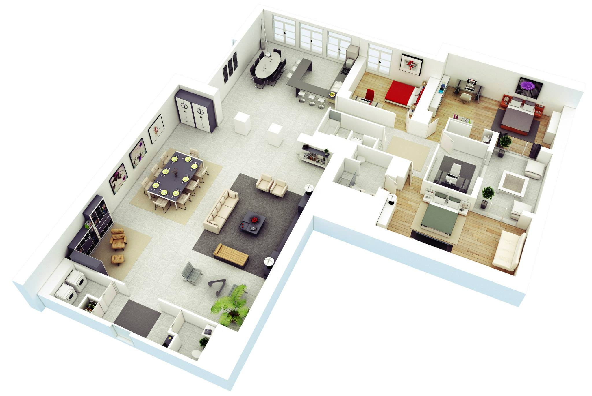 3D Floor Plan of 3 Story House with Cut-Section View by Yantram 3d floor  plan software Rome, Italy by Yantram Floor plan Designer - Architizer