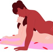 This is an image couple laying down having sex